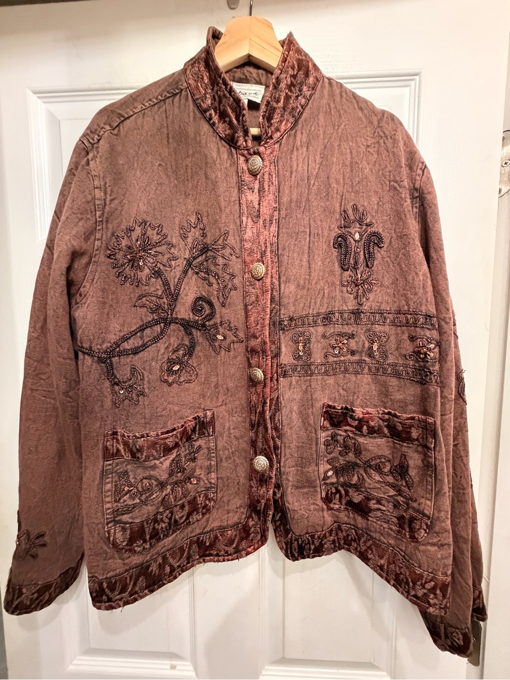Vintage Rust Brown Embroidered Women's Jacket